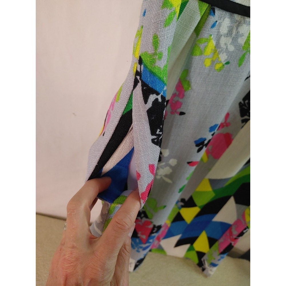 Nine West Colorful Abstract Lined Sleeveless Midi Dress Size 10 Pockets - Picture 3 of 11